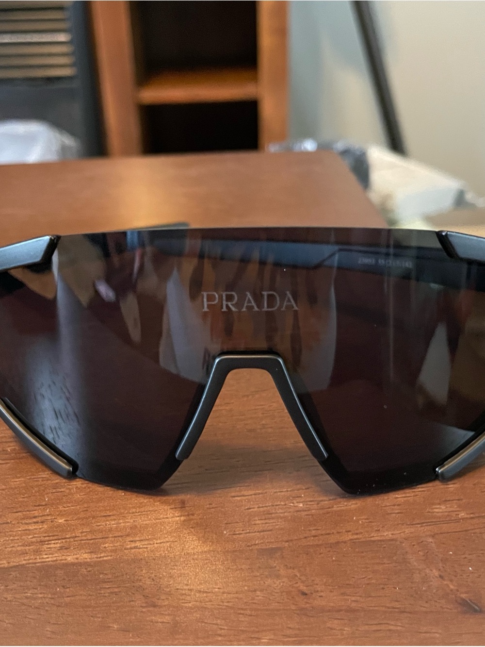 Prada Black Shield Sunglasses with Dark Smoke Lens
